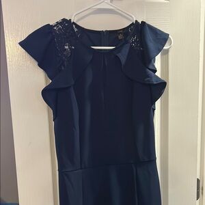 Flutter Sleeve Midi Dress in Navy - Women